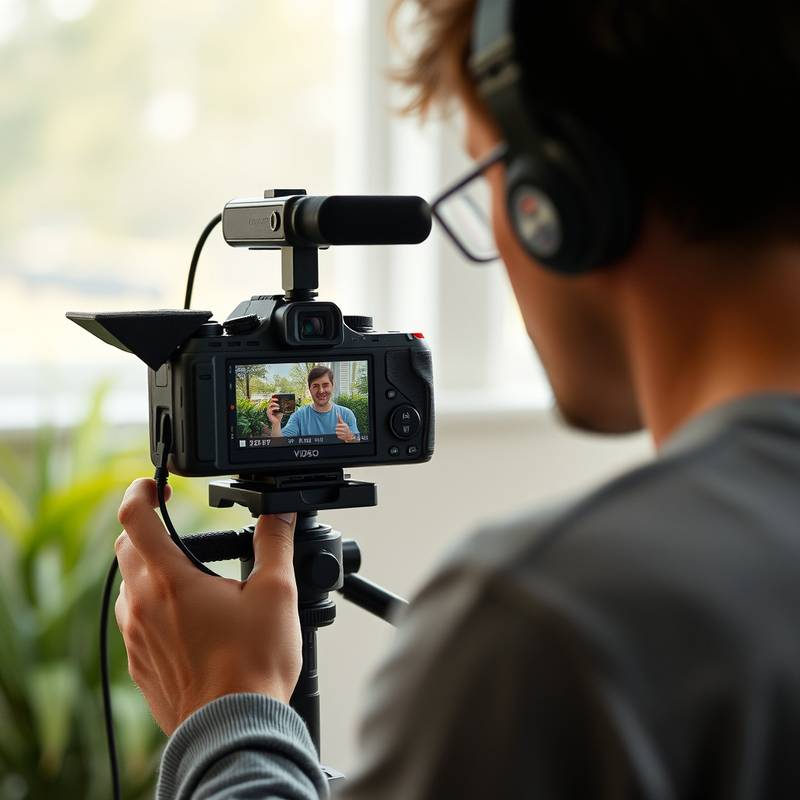 A person filming a video blog
